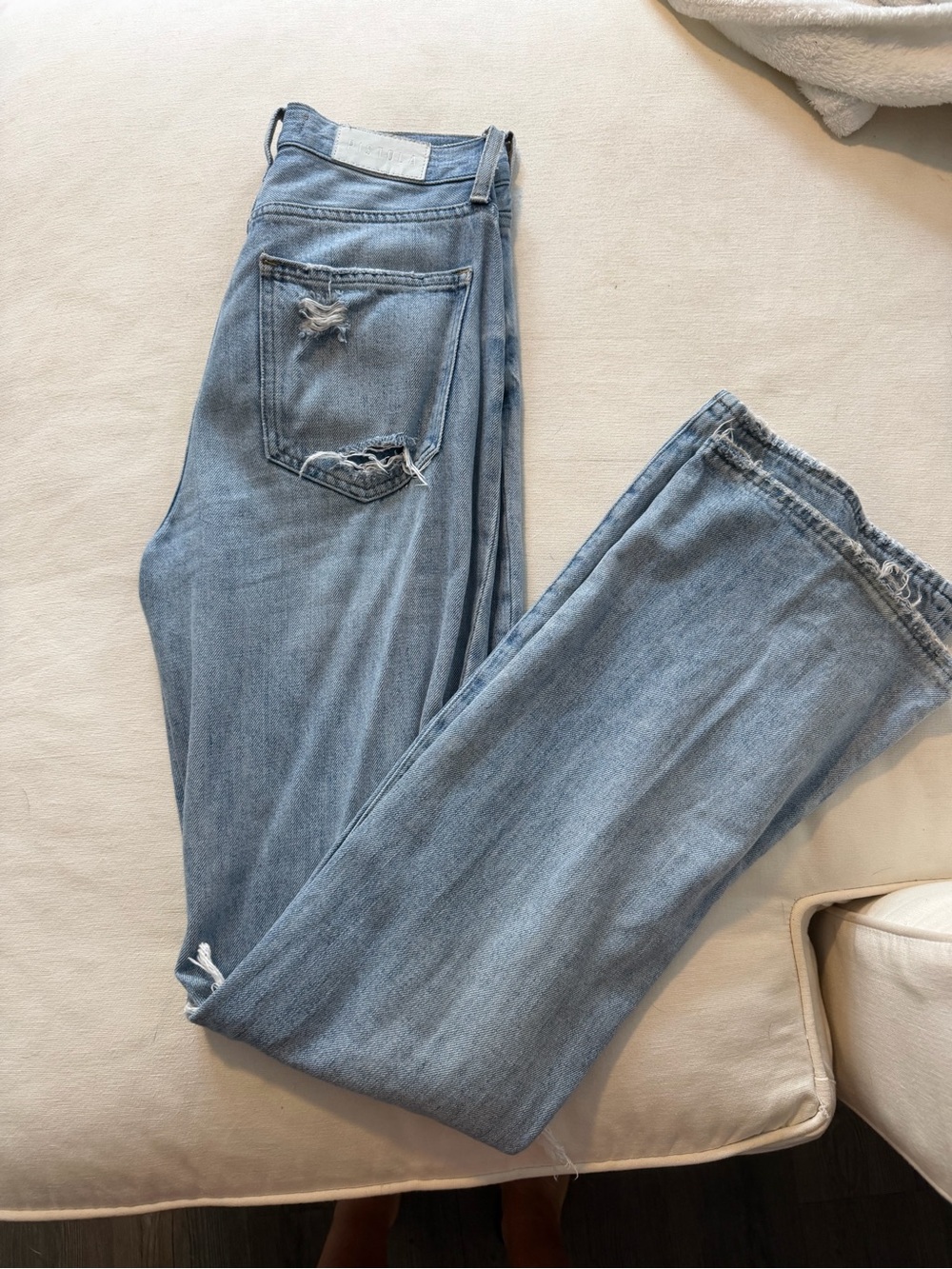 pistola Light Blue Distressed Straight-Leg Jeans